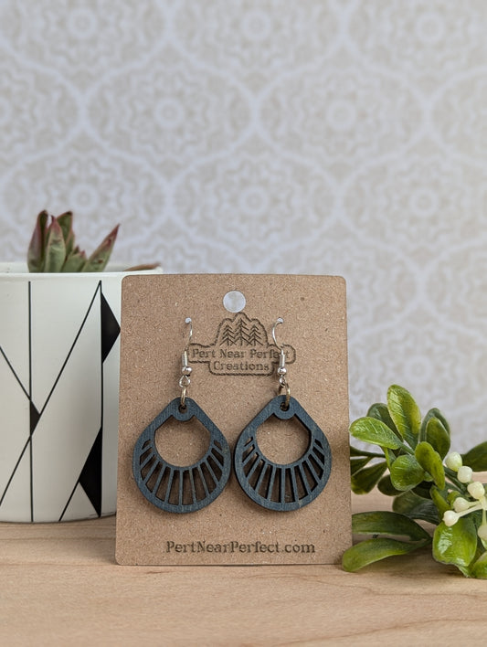 Handcrafted Fan-Shaped Wooden Earrings