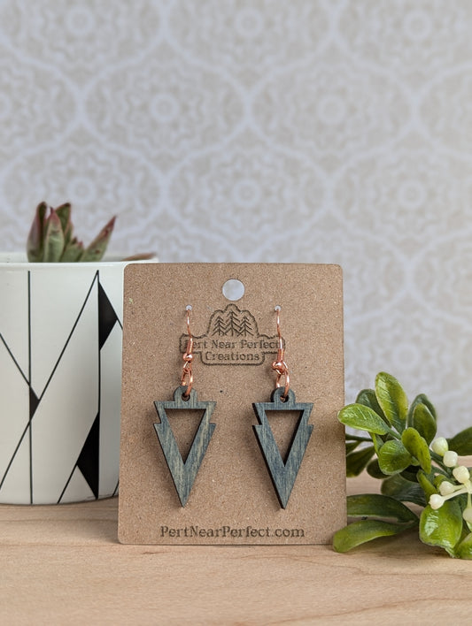 Geometric Triangle Drop Earrings - Modern and Chic Copper Accents